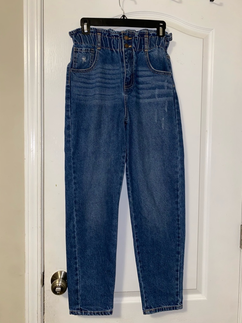 High-Rise Paperbag Waist Women's Jeans - Blue